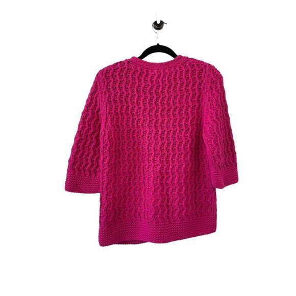 Lafayette 148 New York Cardigan Knitted Single Button Cotton Pink Women's Medium - Picture 4 of 6